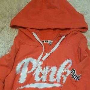 victoria secret pink large coral hoodie sweatshirt